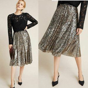 New Anthropologie Orleans Sequined Midi Skirt